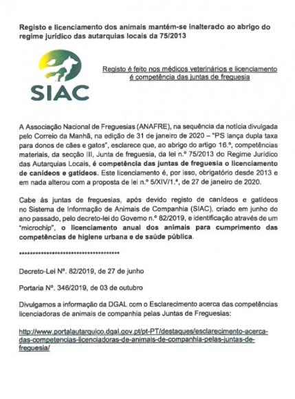COMPETÊNCIAS LICENCIADORAS DE ANIMAIS DE COMPANHIA PELAS JUNTAS DE FREGUESIA COMPETÊNCIAS LICENCIADORAS DE ANIMAIS DE COMPANHIA PELAS JUNTAS DE FREGUESIA